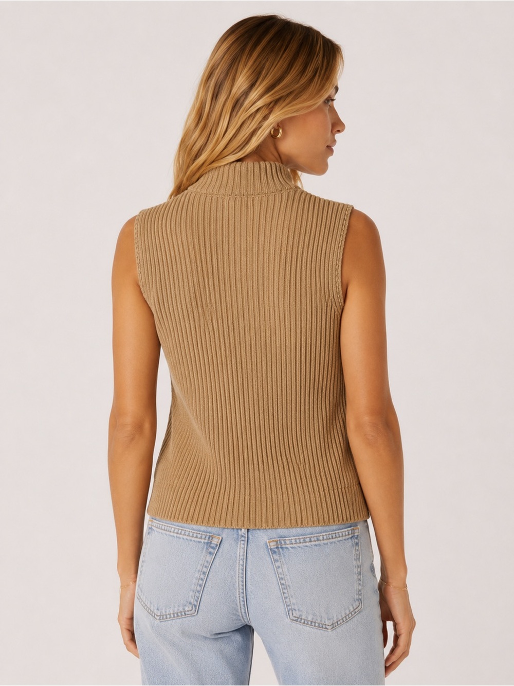 Vintage Designers Studio Originals Suede Leather and Cable Knit Vest Tan Size M - Picture 2 of 13